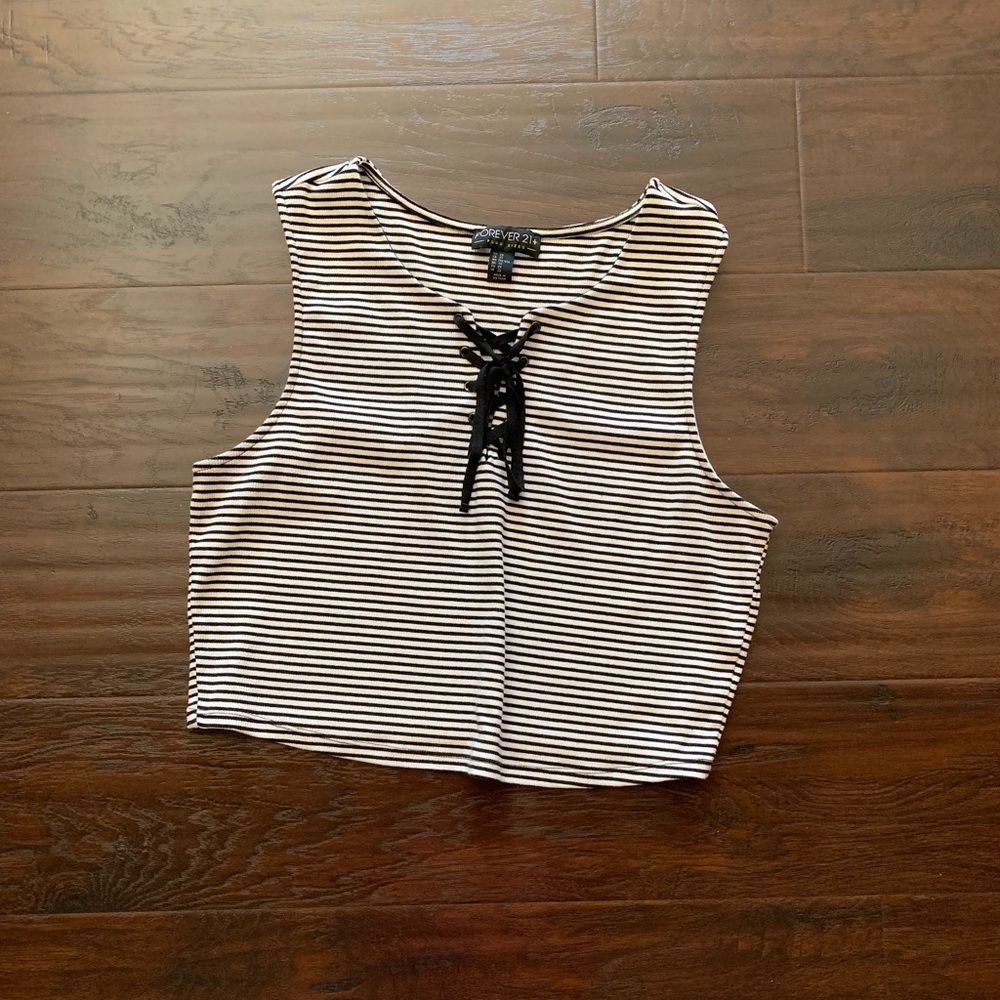 Black & White Stripe Crop Top